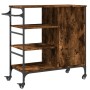 Carrito de cocina de madera roble ahumado 87,5x38,5x84,5 cm