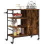 Carrito de cocina de madera roble ahumado 87,5x38,5x84,5 cm