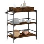 Carrito cocina madera ingeniería roble ahumado 81,5x41x92,5 cm