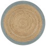 Alfombra hecha a mano de yute con borde verde oliva 150 cm