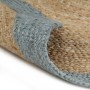 Alfombra hecha a mano de yute con borde verde oliva 150 cm