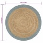 Alfombra hecha a mano de yute con borde verde oliva 150 cm