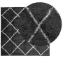 Alfombra de pelo largo moderna PAMPLONA negro y crema 160x160cm