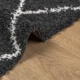 Alfombra de pelo largo moderna PAMPLONA negro y crema 160x160cm