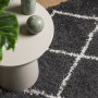 Alfombra de pelo largo moderna PAMPLONA negro y crema 160x160cm