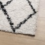 Alfombra de pelo largo moderna PAMPLONA crema y negro 160x160cm