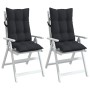 Cojines de silla con respaldo alto 2 uds tela Oxford negro