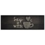 Alfombra de cocina lavable terciopelo negro taza 60x180 cm