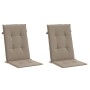 Cojín silla de jardín respaldo alto 2 uds tela taupé 120x50x3cm