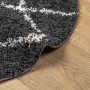 Alfombra de pelo largo moderna PAMPLONA negro y crema Ø 280 cm