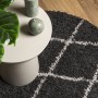 Alfombra de pelo largo moderna PAMPLONA negro y crema Ø 280 cm