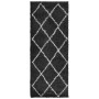 Alfombra de pelo largo moderna PAMPLONA negro y crema 80x200 cm