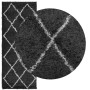 Alfombra de pelo largo moderna PAMPLONA negro y crema 80x200 cm