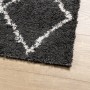 Alfombra de pelo largo moderna PAMPLONA negro y crema 80x200 cm
