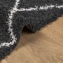 Alfombra de pelo largo moderna PAMPLONA negro y crema 80x200 cm