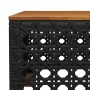 Mesa de jardín ratán PE y madera acacia negro 55x55x36 cm