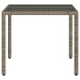 Mesa de jardín superficie de vidrio ratán PE gris 90x90x75 cm