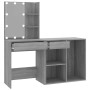 Tocador con LED y armario madera contrachapada gris Sonoma