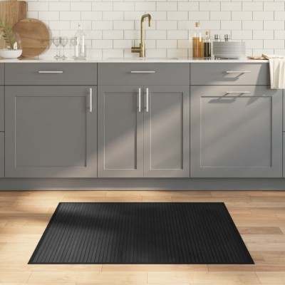 Alfombra rectangular bambú negro 80x100 cm