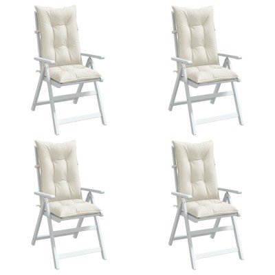 Cojines silla respaldo alto 4 uds tela crema melange 120x50x7cm