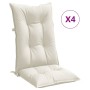 Cojines silla respaldo alto 4 uds tela crema melange 120x50x7cm