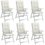 Cojines silla respaldo alto 6 uds tela crema melange 120x50x4cm