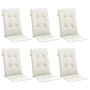 Cojines silla respaldo alto 6 uds tela crema melange 120x50x4cm
