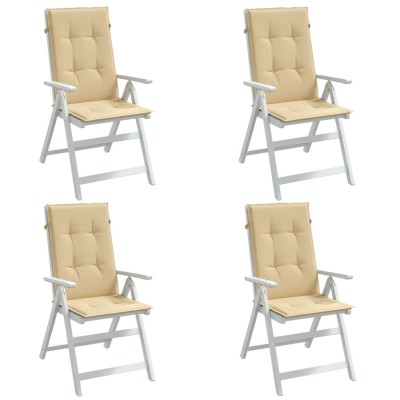 Cojines silla respaldo alto 4 uds tela beige melange 120x50x4cm