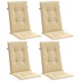 Cojines silla respaldo alto 4 uds tela beige melange 120x50x4cm