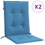 Cojines silla respaldo bajo 2 ud tela azul melange 100x50x4 cm