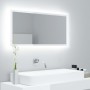 Espejo de baño LED crílico blanco brillo 90x8,5x37 cm