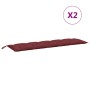 Cojines banco jardín 2 uds tela rojo tinto melange 180x50x7 cm
