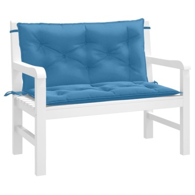 Cojines para banco jardín 2 uds tela azul melange 100x50x7 cm