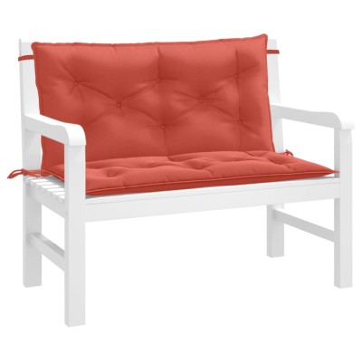 Cojines para banco jardín 2 uds tela rojo melange 100x50x7 cm