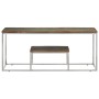Mesa de centro acero inoxidable y madera reciclada plateado