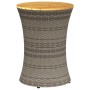 Mesa de jardín en forma de tambor ratán sintético y madera gris