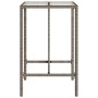 Mesa de bar de exterior ratán sintético gris 70x70x110 cm