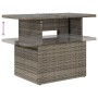 Mesa de jardín superficie de vidrio ratán PE gris 100x55x73 cm
