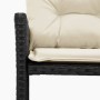 Sofá de jardín en forma de L con mesa y cojines ratán PE negro