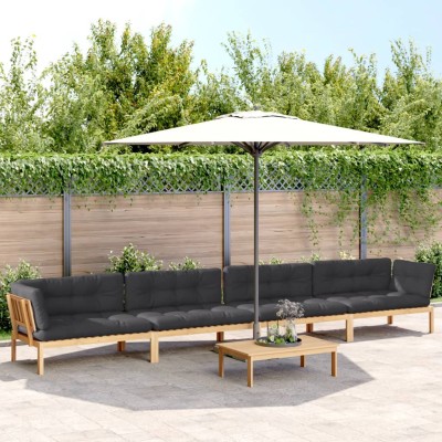 Set de sofás de palets de jardín y cojines 5 pzas madera acacia