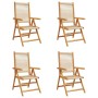 Sillas de jardín reclinables 4 uds madera maciza acacia beige