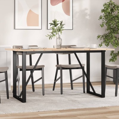 Mesa de comedor marco O madera maciza pino y acero 160x80x75cm
