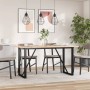 Mesa de comedor marco O madera maciza pino y acero 160x80x75cm