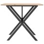 Mesa de comedor marco X madera maciza pino y acero 90x90x75 cm