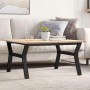 Mesa de centro marco Y madera maciza pino y acero 80x80x45 cm