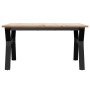 Mesa de centro marco Y madera maciza pino y acero 80x80x45 cm