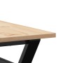 Mesa de centro marco Y madera maciza pino y acero 80x80x45 cm
