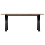 Mesa de centro marco Y madera maciza pino y acero 110x40x45 cm