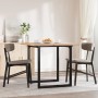 Mesa de comedor marco O madera maciza pino y acero 80x80x75,5cm