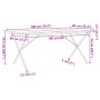 Mesa de comedor marco X madera maciza pino acero 180x90x75,5 cm